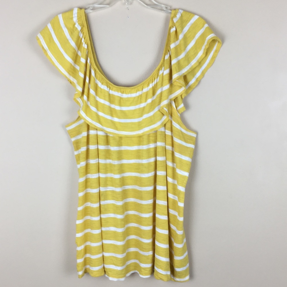 Old Navy Off-the-Shoulder Ruffle Top - Yellow/Whit
